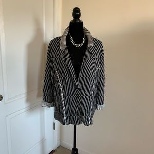 Chico’s black & white stripe blazer size XL